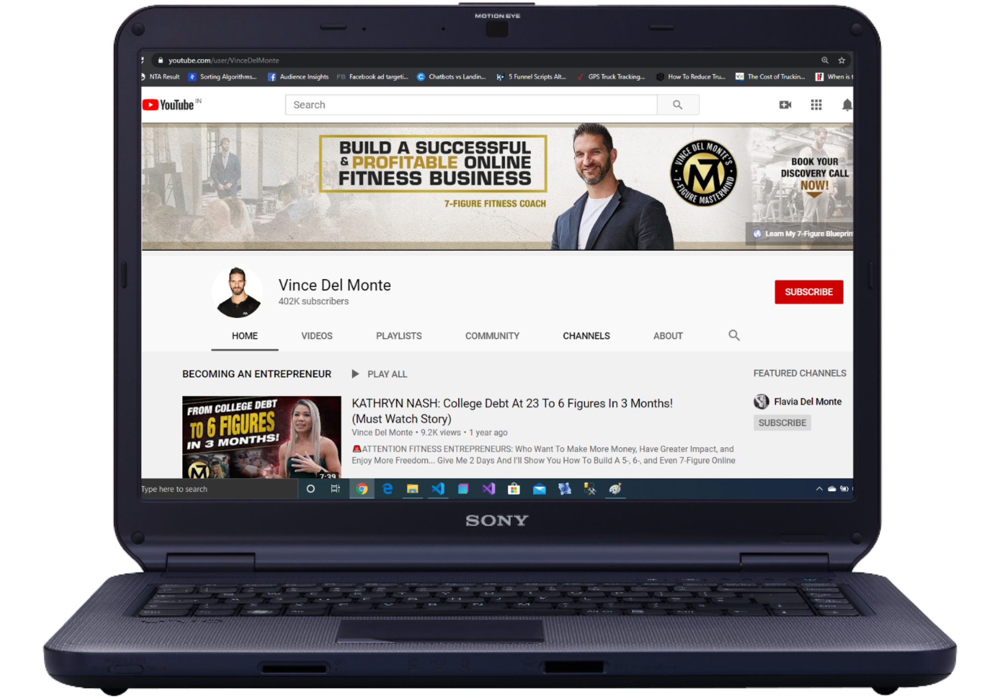 Youtube on a laptop